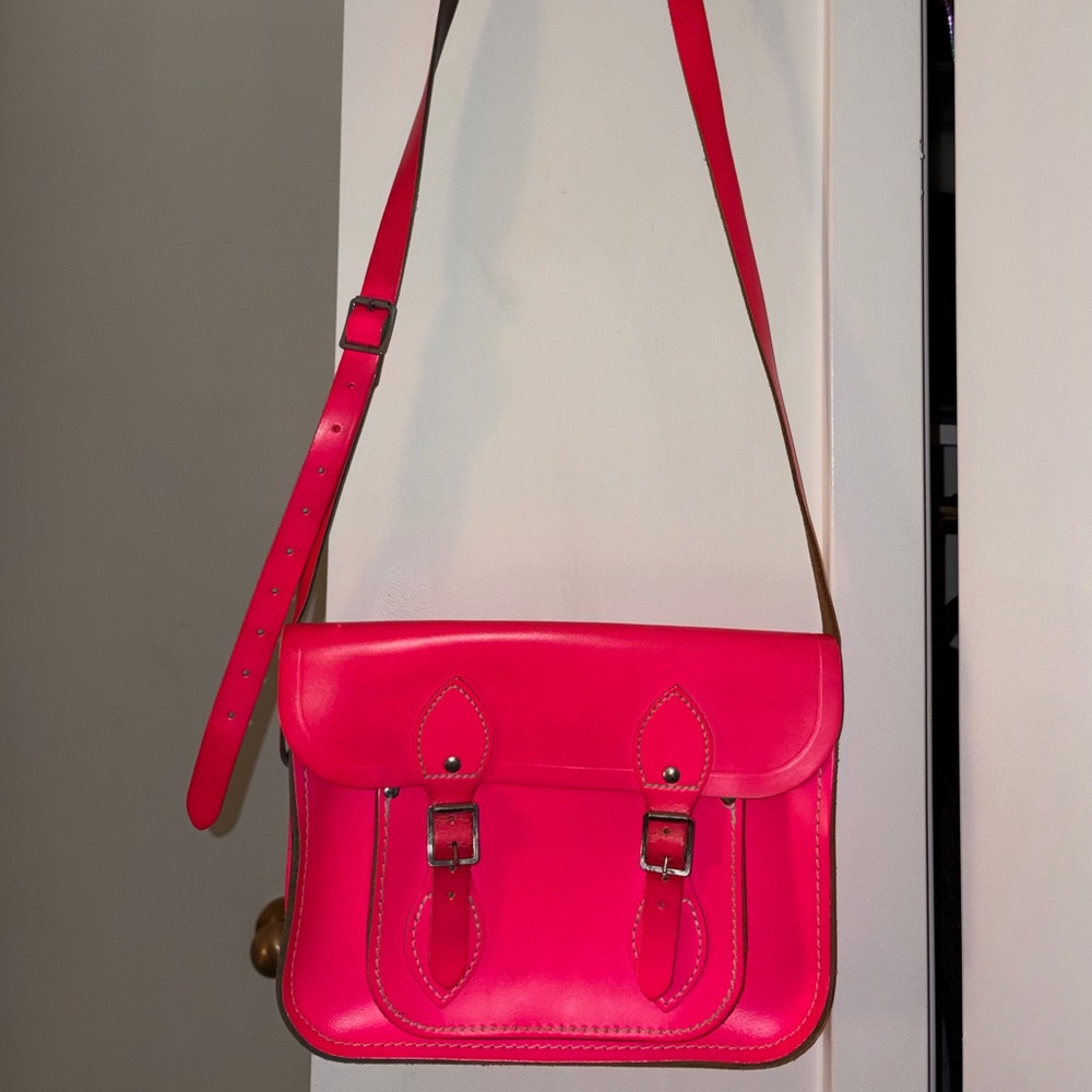 Pink Leather Satchel Bag